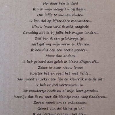 tekst kaar 'geboorte'