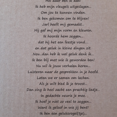 tekst kaart 'hart onder de riem'