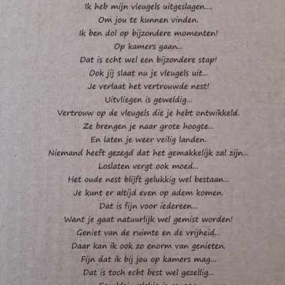 tekst kaart 'op kamers'