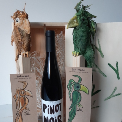 inclusief mooie fles biologische wijn